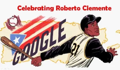 Doodle en honor a Roberto Clemente. 