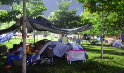 Plano general de los cambuches ubicados en la oreja del puente de la Murillo con Circunvalar.