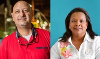 El gobernador de San Andrés, Ronald Housny Jaller y la exgobernadora, Aury Guerrero Bowie. 