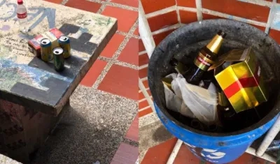 En las canecas de basura del Bloque F quedaron estas evidencias.
