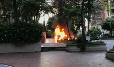 Momento del incendio. 