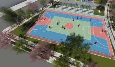 Render de complejo deportivo Villa Tívoli.