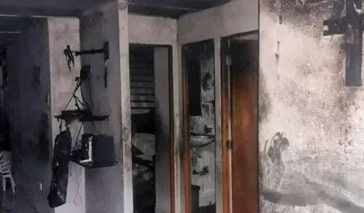 Así quedó la vivienda en la urbanización Villa Olímpica.