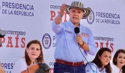 El Presidente Iván Duque interviniendo en Chinú.