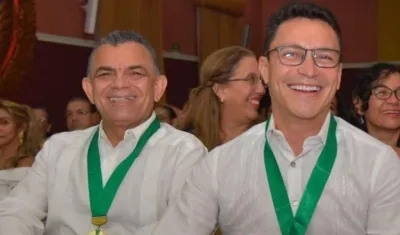 Ubaldo Enrique Meza con el exrector de Unimagdalena Carlos Caicedo.