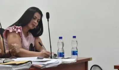 Dayana Jassir en la audiencia de hoy en el Centro de Servicio Judicial.