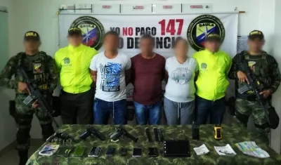 "Simón", "El Morado", y una mujer fueron capturados por el Gaula.