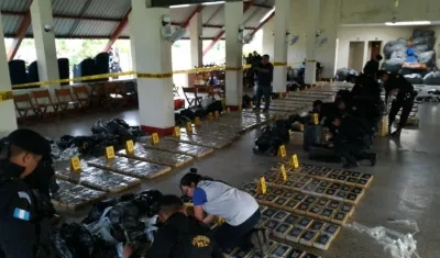 Cocaína incautada a los colombianos en Guatemala.
