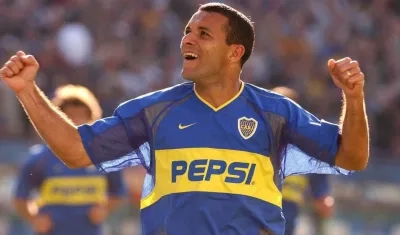 Pedro Iarley celebra su anotación a River Plate.