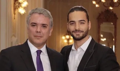 El Presidente Iván Duque y el cantante Maluma.