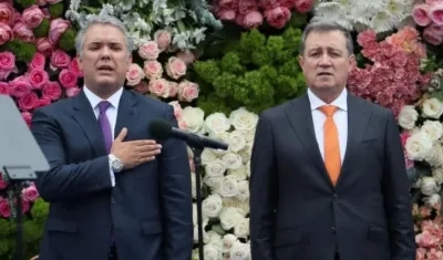 El Presidente de la República, Iván Duque y el presidente del Congreso, Ernesto Macías.