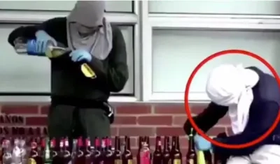 Momento en que los estudiantes preparaban los explosivos.