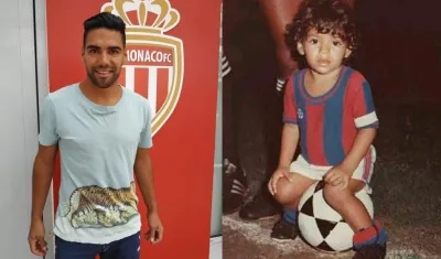 Falcao García de niño, con la camiseta del Unión Magdalena. 