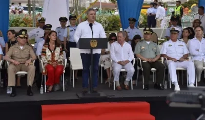 El Presidente Duque durante la celebración de los 99 años de la FAC.