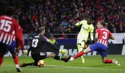 Momento del gol de Dembélé.