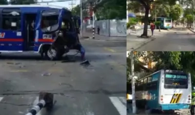 Así quedaron los dos buses involucrados en el hecho.