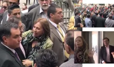 Gustavo Petro a su llegada a la Corte Suprema es recibido por Ángela Robledo.