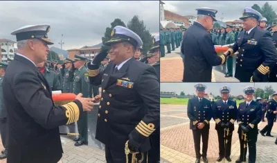 El Capitán de Puerto de Barranquilla Germán Augusto Escobar Olaya, en la ceremonia de ascenso al grado de Capitán de Navío.