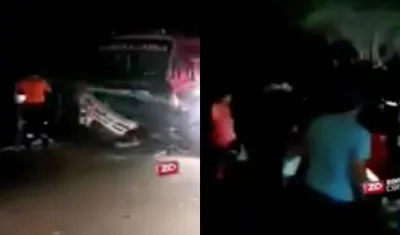 Estado en que quedó el bus intermunicipal.