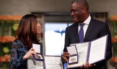La activista iraquí Nadia Murad y el médico congoleño Denis Mukwege
