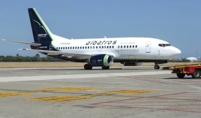 Aeronave de Albatros Airlines que sirve la ruta Caracas - Barranquilla - Caracas.