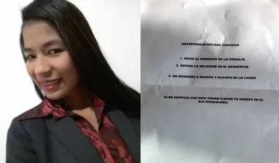 Melissa Figueroa y el panfleto amenazante.