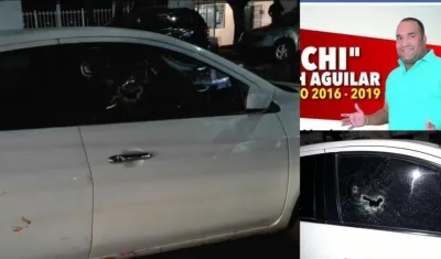 El vehículo en el que se movilizaba y foto de Francisco Smith Aguilar.