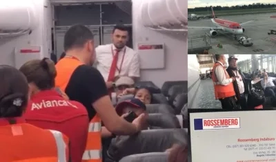 Momento del incidente, el avión y el pasajero afectado.