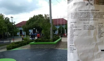 Este es el panfleto que apareció en Galapa.