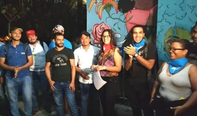 Estudiantes que se tomaron la rectoría de Uniatlántico.