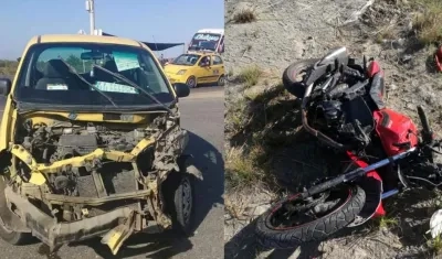 Así quedaron los vehículos tras el accidente.