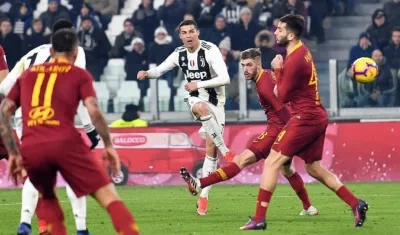 Cristiano Ronaldo en el partido entre Juventus y Roma. 