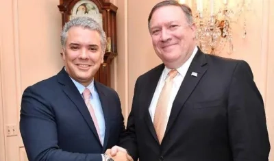 El Presidente de la República, Iván Duque y el secretario de Estado de EE.UU., Mike Pompeo.