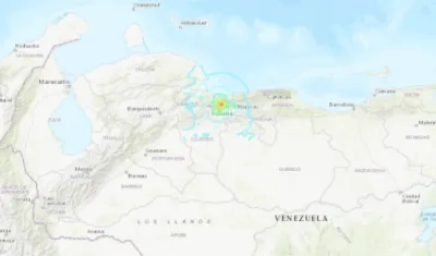 Epicentro del sismo en Venezuela