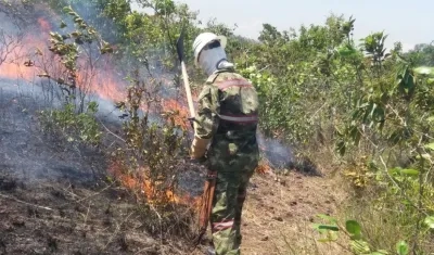 El Ejército colaboró en la extinción del fuego.