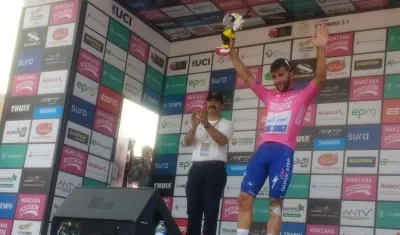 Gaviria celebrando su segundo triunfo.
