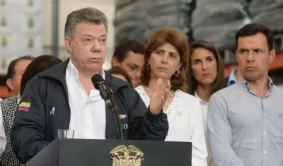 Presidente Santos durante la declaración después de la reunión en Cúcuta.