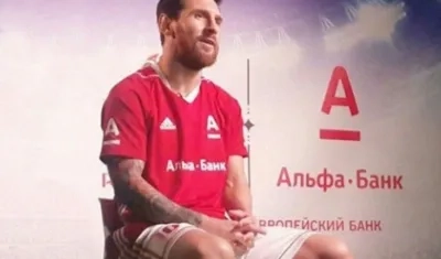 Messi en un comercial del banco ruso.