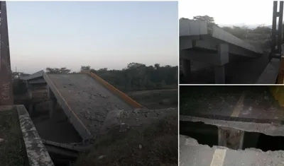 Así quedó el puente después de la explosión.