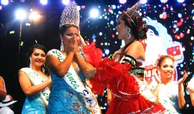 La reina Andrea Balza durante la coronación.