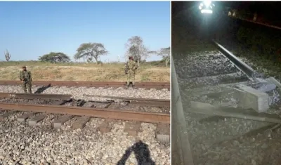 Lugar del atentado en línea férrea del Cerrejón, en La Guajira.