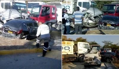 Imágenes del múltiple accidente en la Cordialidad.