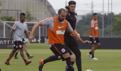 Jugadores de Corinthians durante un entrenamiento. 