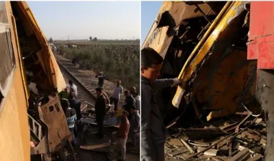 Así quedó el tren de pasajeros.