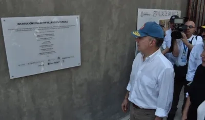 Juan Manuel Santos, presidente de Colombia, durante la inauguración del colegio Villas de San Pablo.