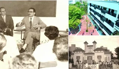 José Consuegra Higgins y las fotos de la sede antigua y la actual.