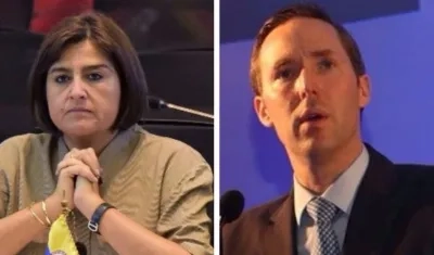 Los ministros de Comercio de Colombia y Panamá, María Lorena Gutiérrez y Augusto Arosemena, respectivamente. 