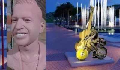 Estatua de Martín Elías y render de estatua de Carlos Vives.