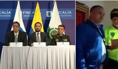 Rueda de prensa de autoridades y Jobany Édison Peña Pérez.