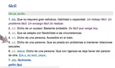 Así aparece ahora la palabra fácil en el diccionario de la RAE.